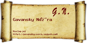 Gavansky Nóra névjegykártya